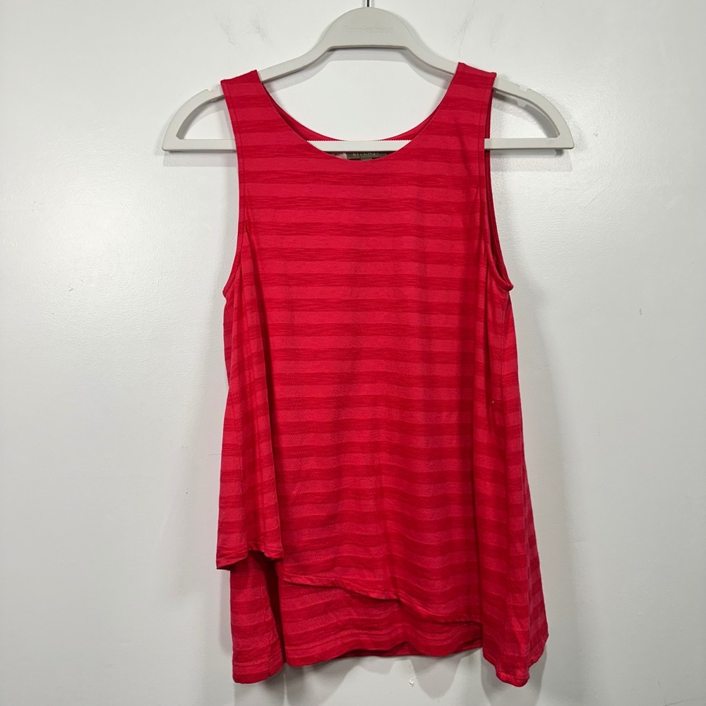 Lilla P Women's Pink Striped‎ Sleeveless Layered Tank Top